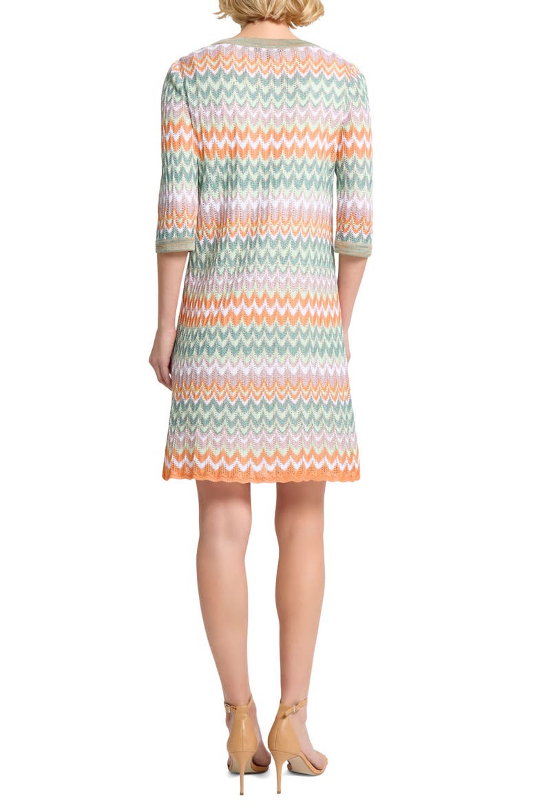 Pointelle Zigzag Knit Shift Dress, Alternate, color, GREEN MULTI