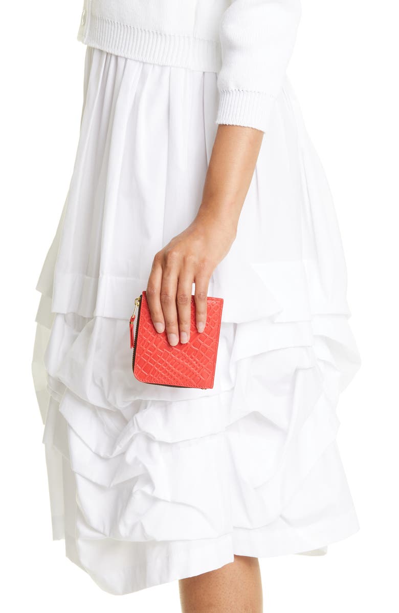 Comme des Garçons Wallets Roots Embossed Leather Half Zip Wallet, Alternate, color, 