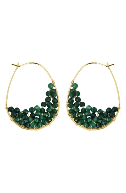 Beaded Teardrop Hoop Earrings