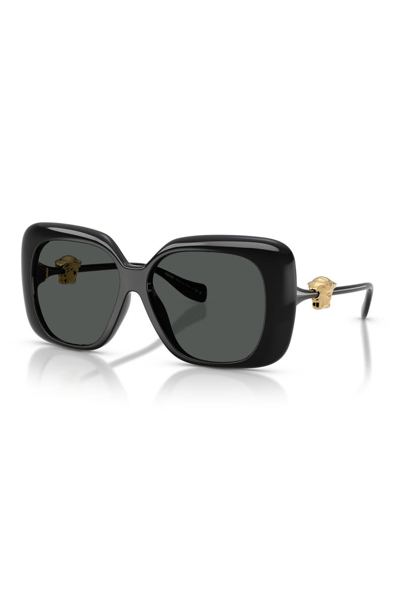 57mm Square Sunglasses, Alternate, color, BLACK / DARK GREY