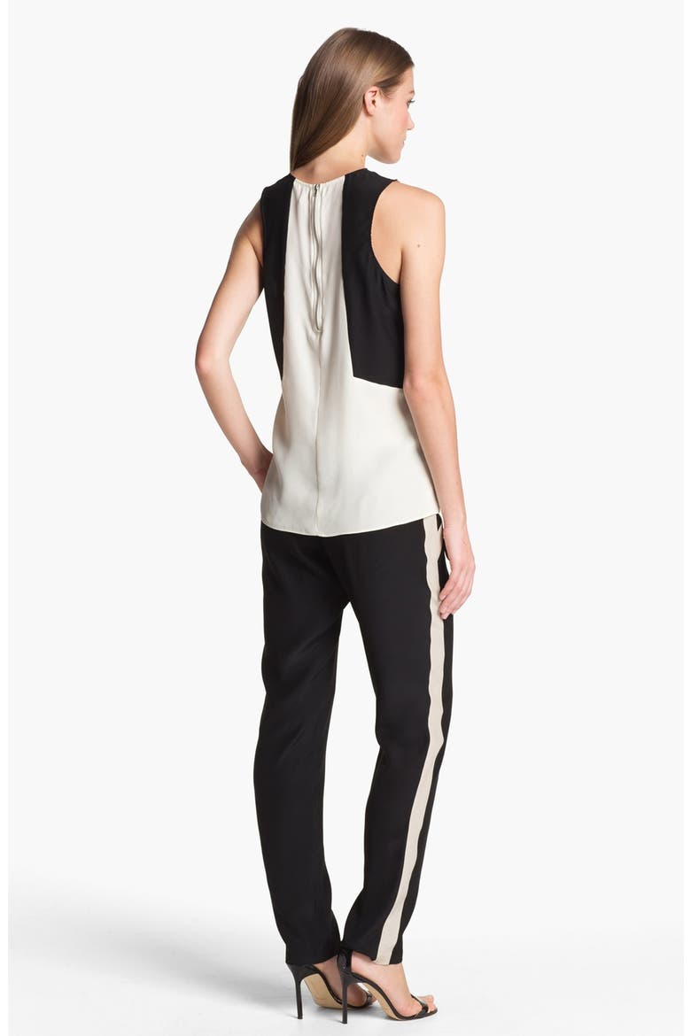 'Gina' Colorblock Silk Top, Alternate, color, WHITE
