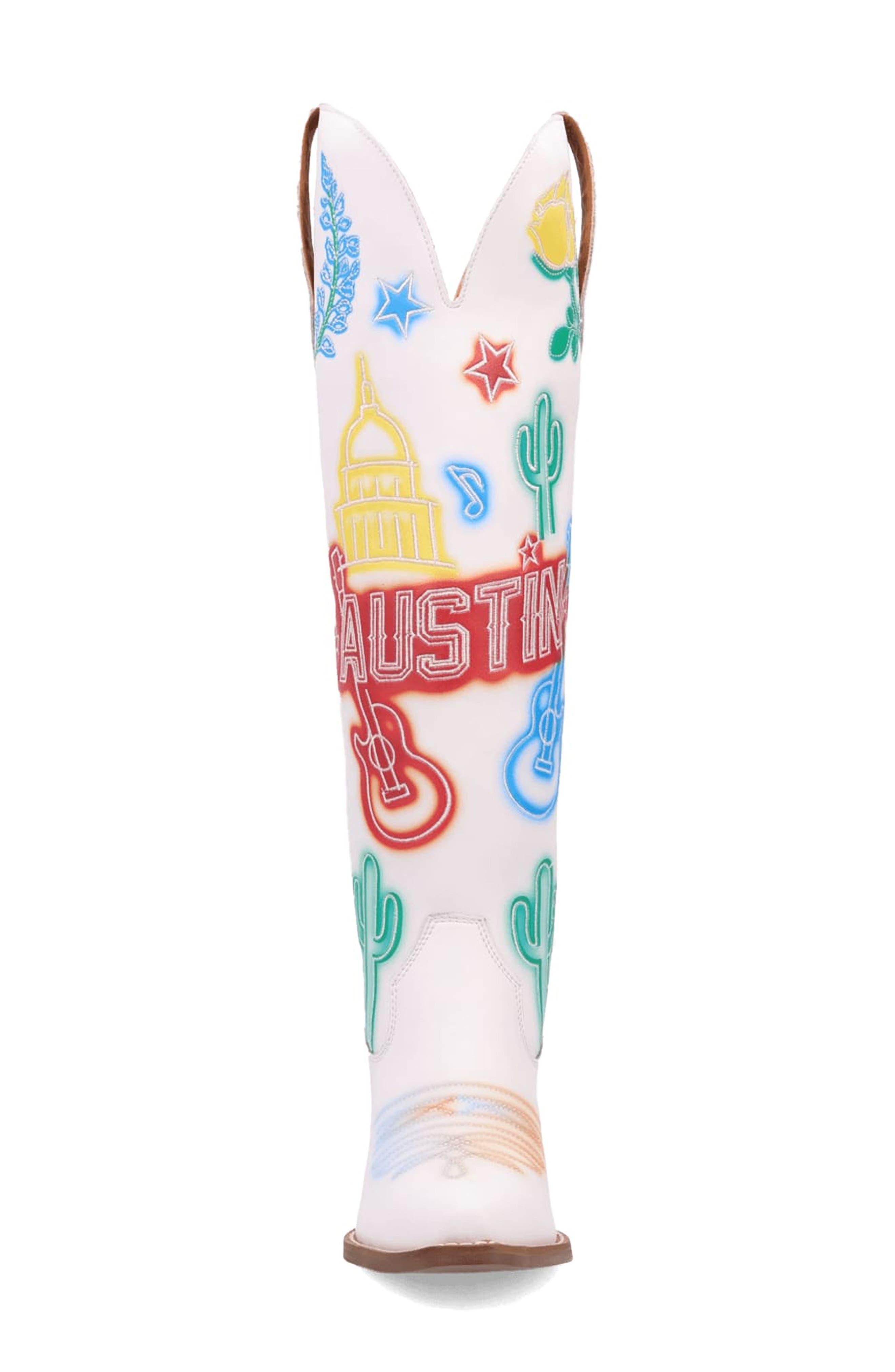 Dingo Austin Embroidered Western Boot, Alternate, color, White