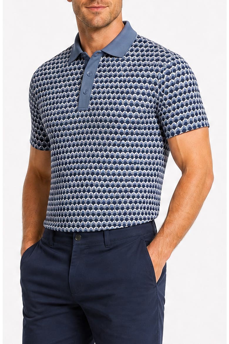 Retro Geo Performance Polo, Alternate, color, STORM BLUE