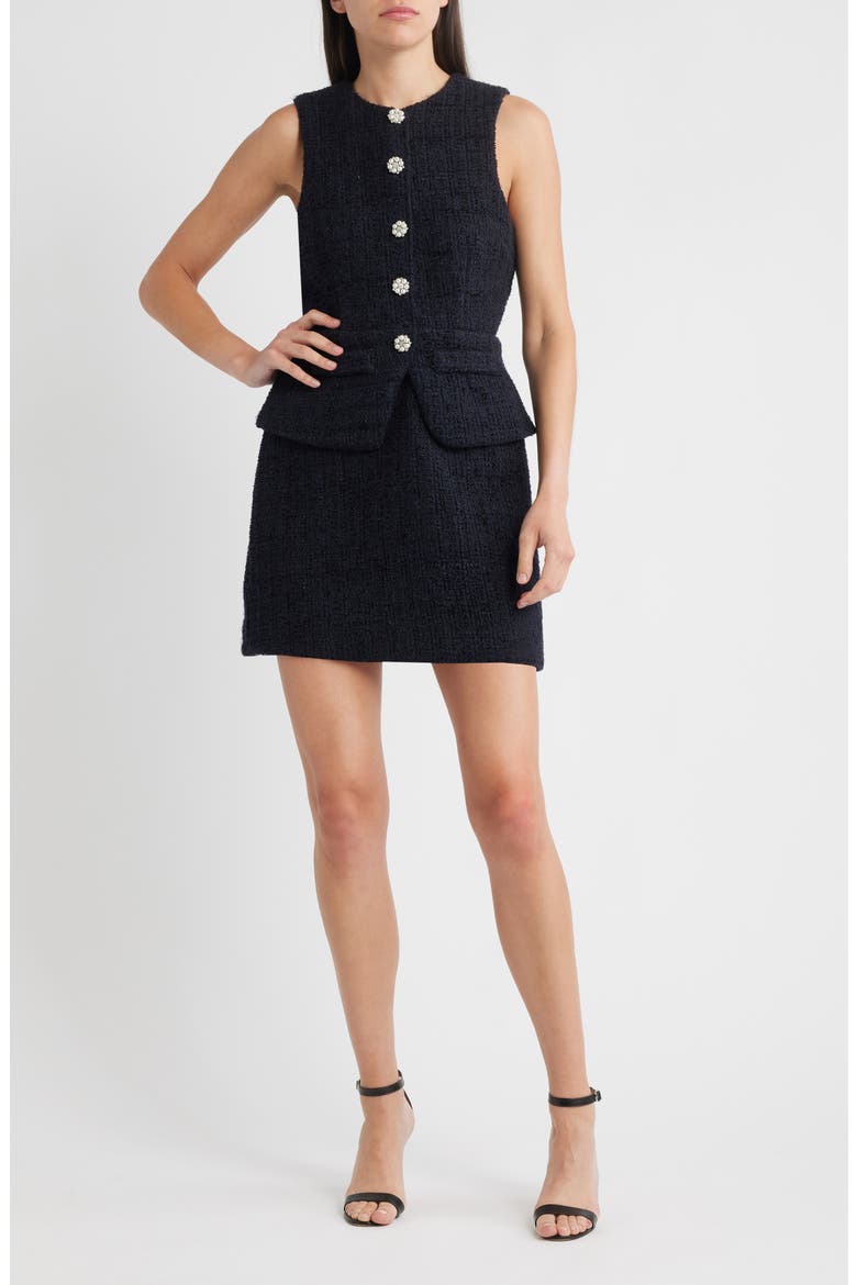 Tabby Tweed Minidress, Main, color, NAVY