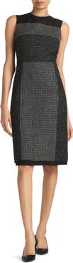 ST. JOHN Micropattern Mixed Tweed Sheath Dress