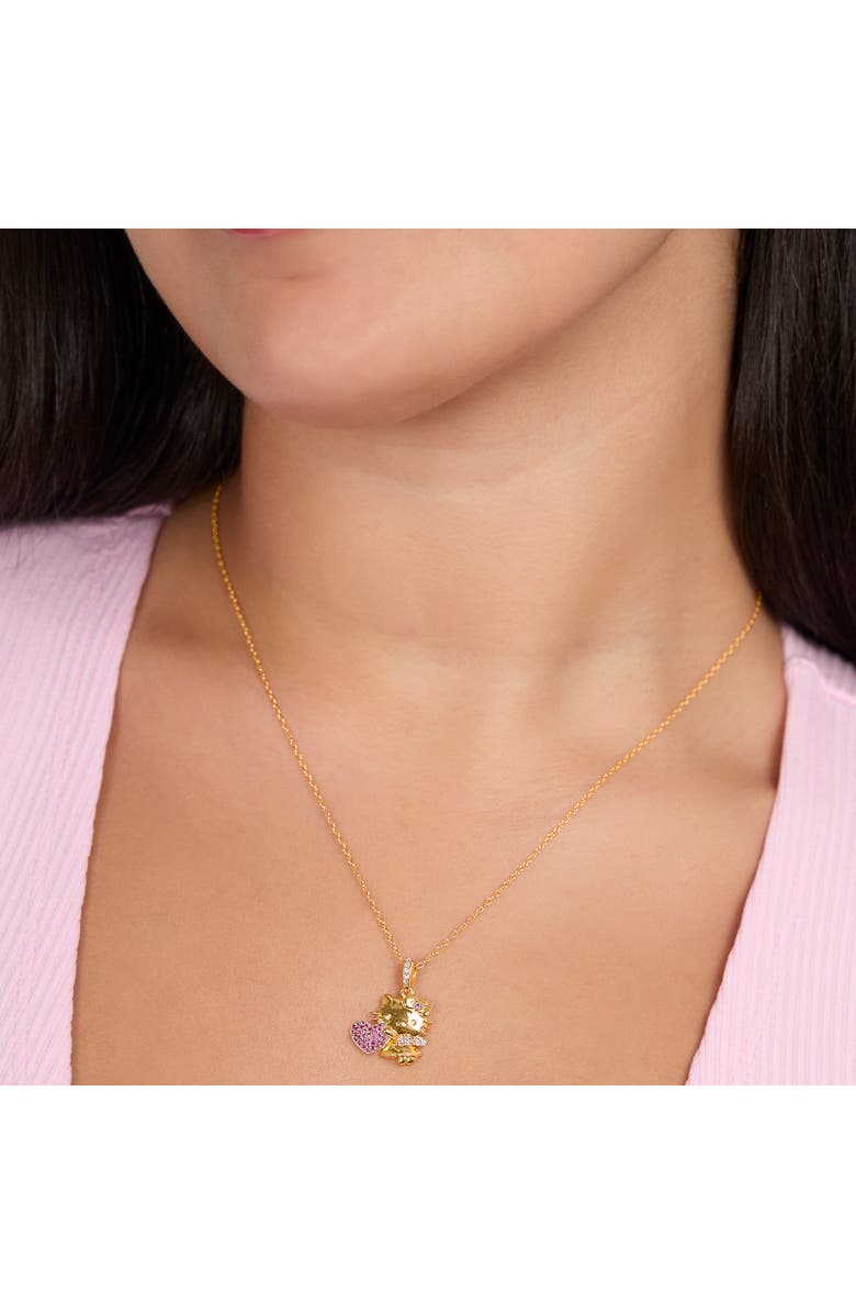 Hello Kitty 925 Sapphire Pendant, 18" chain, Alternate, color, Gold/Pink
