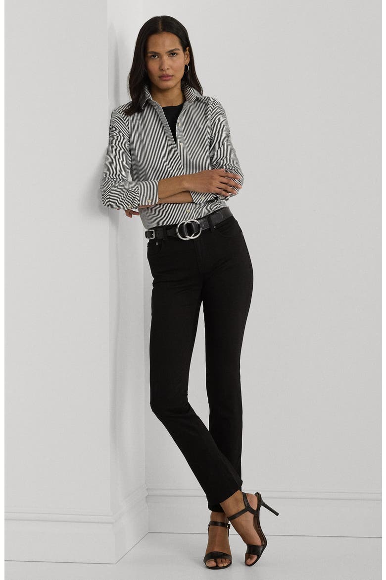 Stripe Easy Care Cotton Shirt, Alternate, color, BLACK/ WHITE