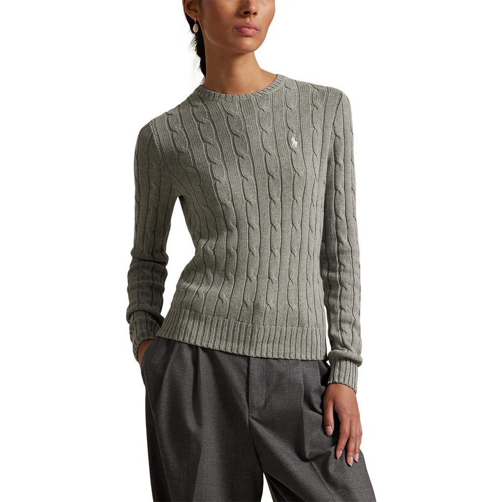Polo Ralph Lauren Cable Cotton Crewneck Sweater In Green