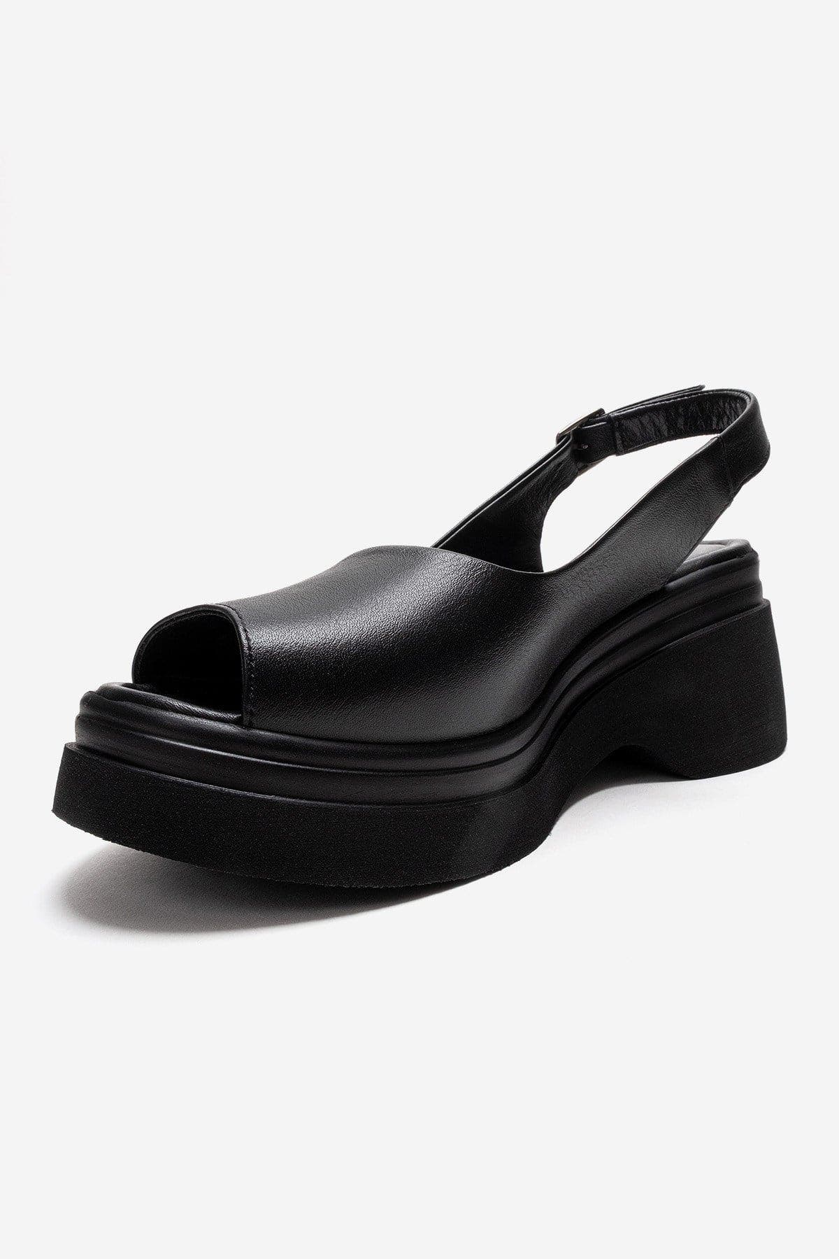Forever & Always Shoes Laure Leather Wedge Sandal, Alternate, color, Black
