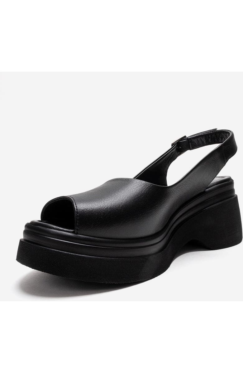 Forever & Always Shoes Laure Leather Wedge Sandal, Alternate, color, Black