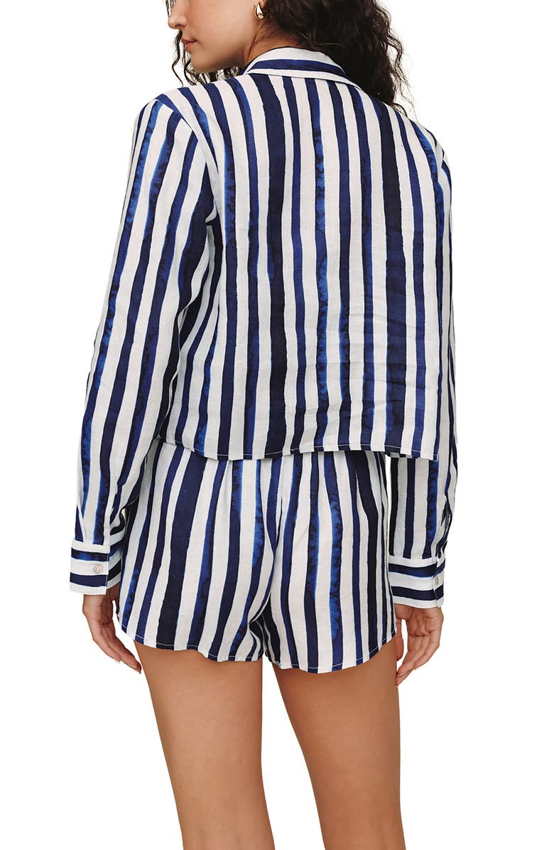 Bella Dahl Stripe Linen Button-Up Crop Shirt, Alternate, color, 