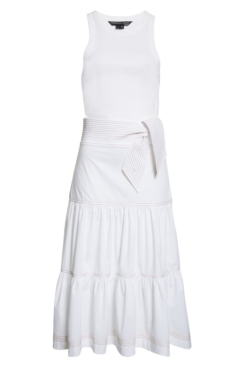 Austyn Tiered Ruffle Stretch Cotton Dress, Alternate, color, WHITE