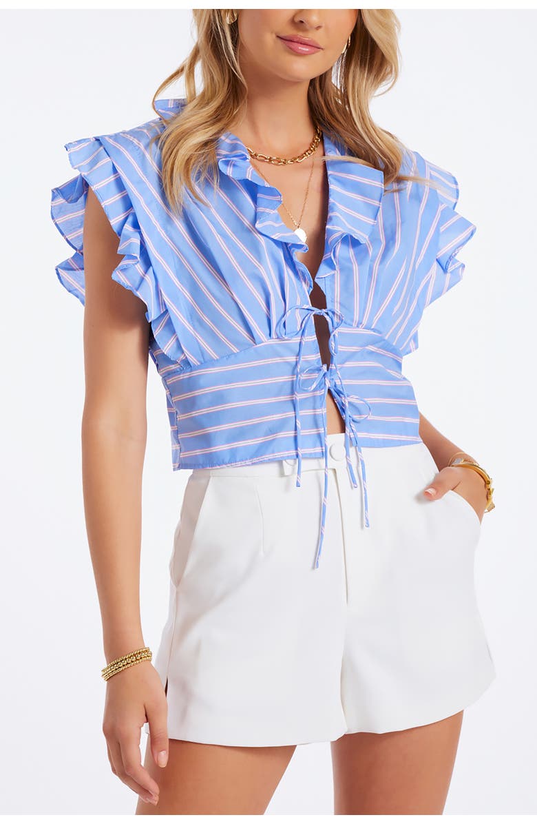 Bishop + Young Raphael Ruffle Top, Main, color, Blue Stripe
