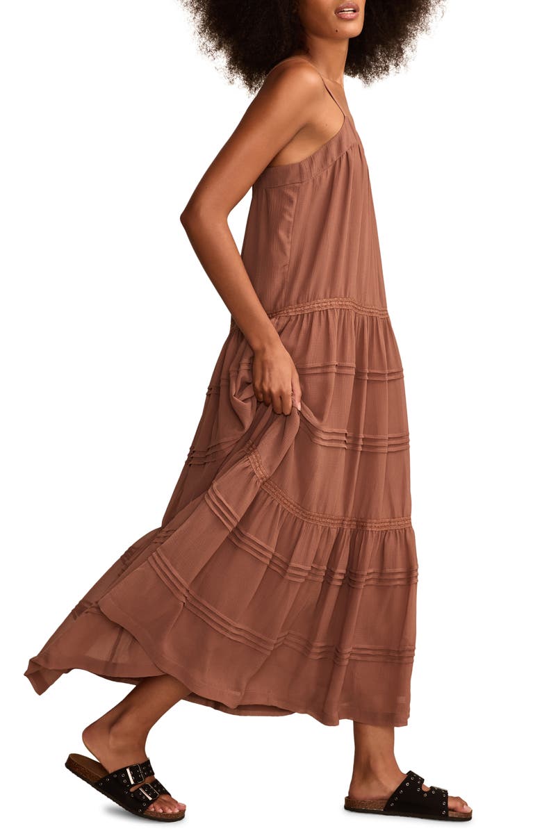 Lucky Brand Pintuck Tiered Maxi Dress, Alternate, color, 