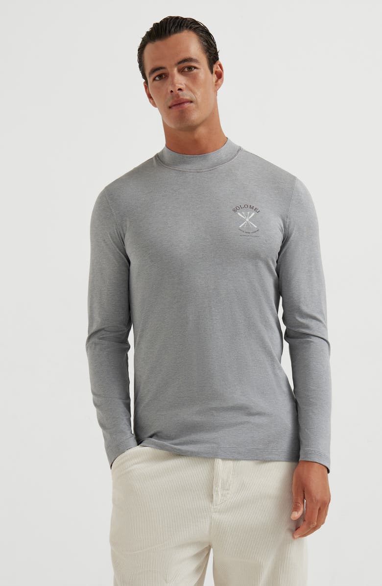 Brunello Cucinelli T-shirt with embroidery, Alternate, color, Medium Grey