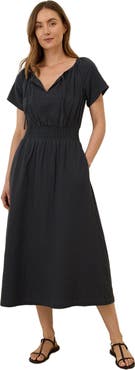 Pact Organic Cotton Coastal Double Gauze Boho Midi Dress