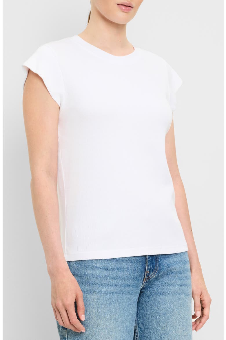 Rhea Power Shoulder Stretch Cotton Blend T-Shirt, Alternate, color, WHITE