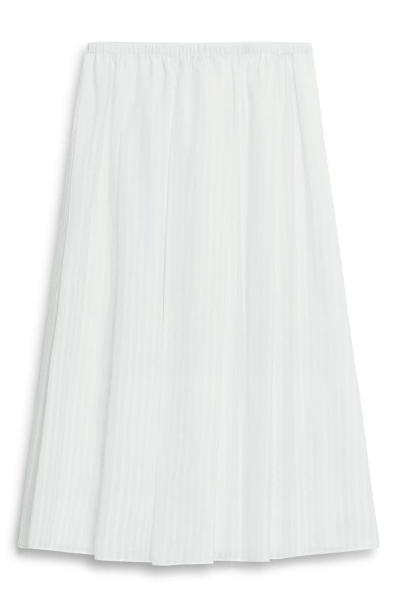 Theory Stripe Cotton Pull-On Midi Skirt, Alternate, color, White