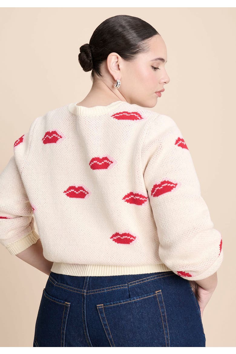 Scattered Lip Sweater, Alternate, color, LIPS PRINT