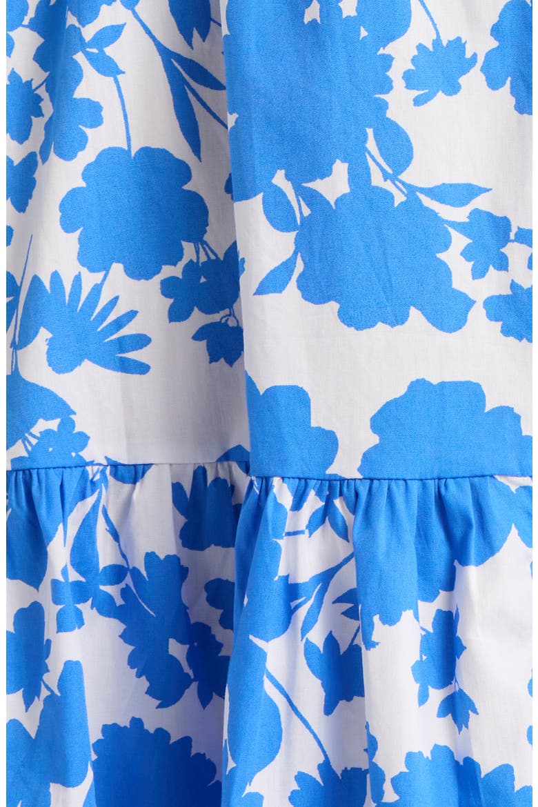 Marinelle Floral Wynette Cotton Tiered Midi Shirtdress, Alternate, color, WHITE-MED BLUE