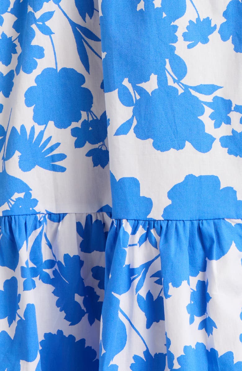 SUGARLIPS Marinelle Floral Wynette Cotton Tiered Midi Shirtdress, Alternate, color, White-Med Blue
