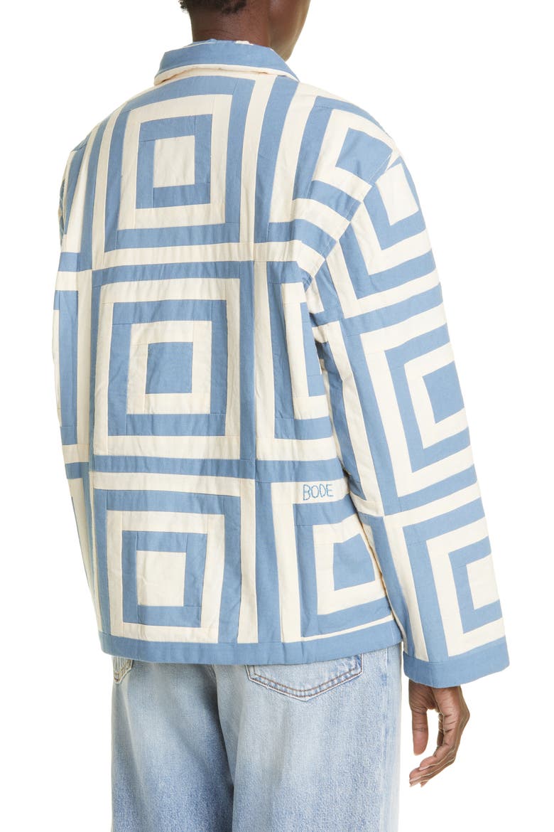 White House Steps Quilted Reversible Jacket, Alternate, color, BLUE CREAM