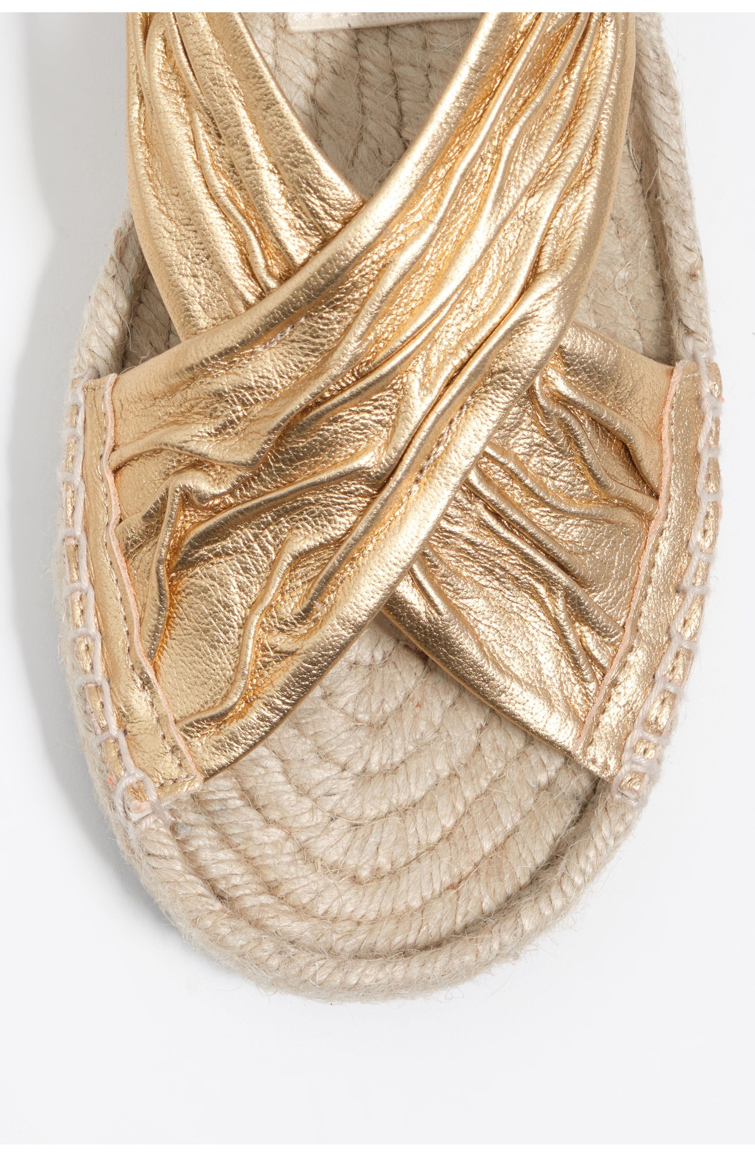 Bimba y Lola Leather Jute Wedge Sandal, Alternate, color, Gold
