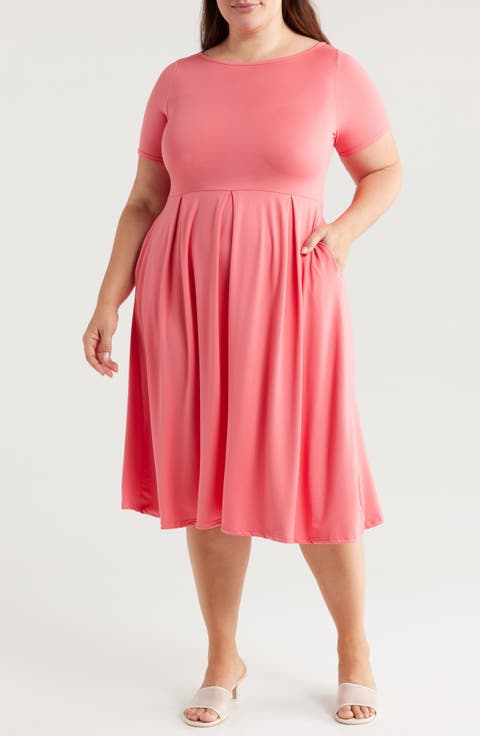 Stretch A-Line Midi Dress (Plus)