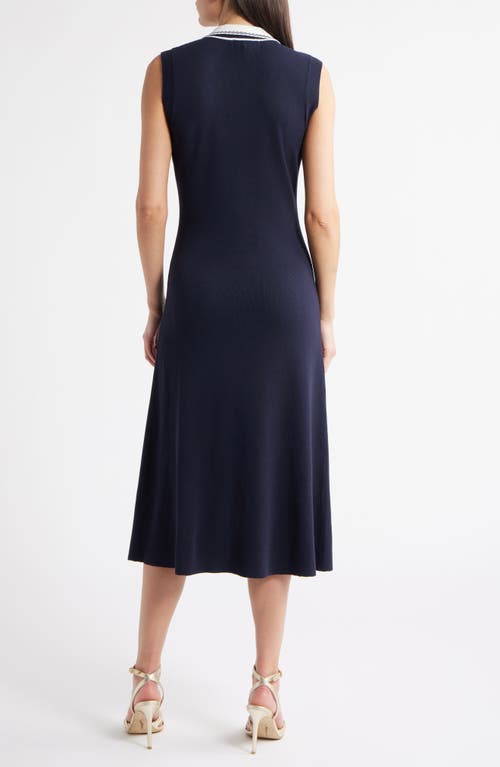 Zoe And Claire Contrast Collar Button-up Shirtdress In Blue