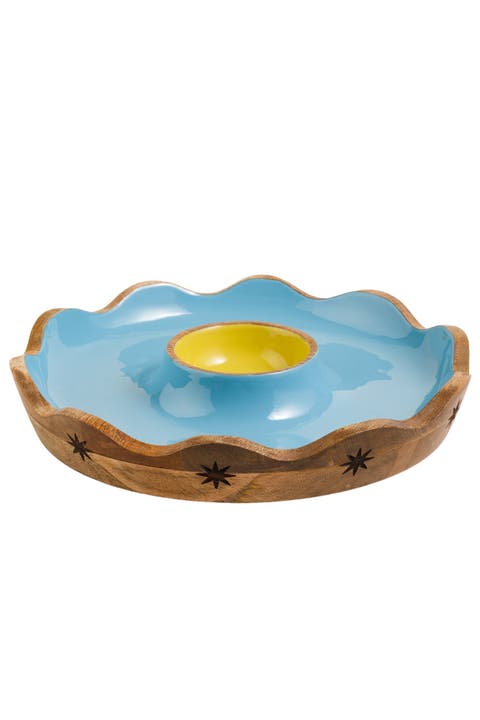 Lakri Carved Mango Wood Serving Bowl | Artisan Serving