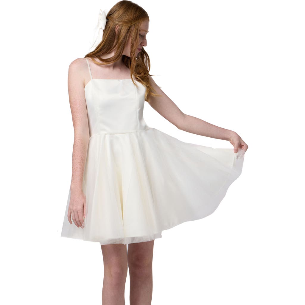 Un Deux Trois Satin And Tulle Party Dress In White