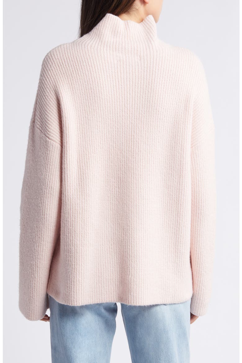 Relaxed Turtleneck Cotton Blend Sweater, Alternate, color, PINK SEPIA