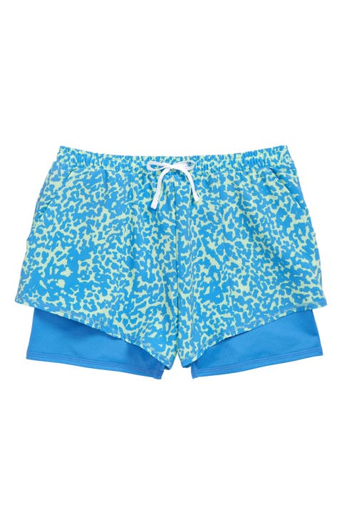 Kids' Print Accent Layered Running Shorts