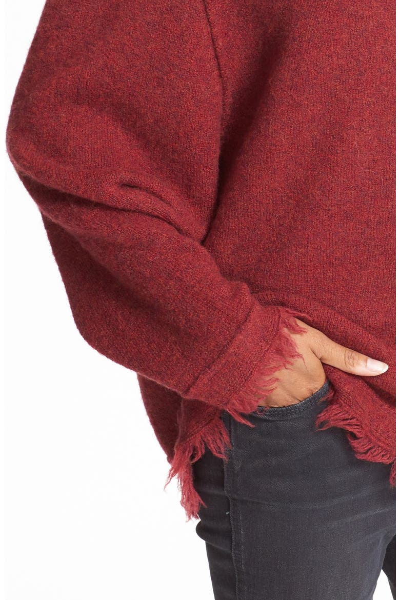 Irresistible Fringe Trim Sweater, Alternate, color, WINE