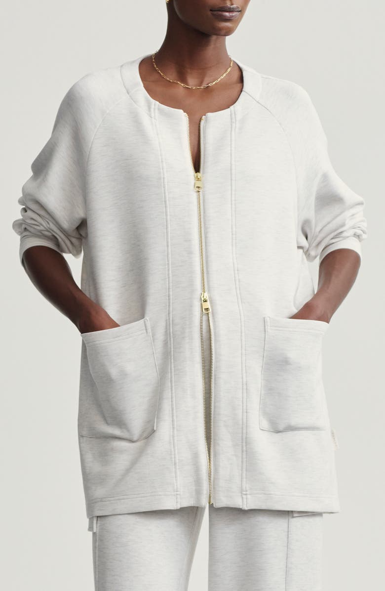Varley Augusta DoubleSoft<sup>®</sup> Zip-Up Sweatshirt, Main, color, Ivory Marl