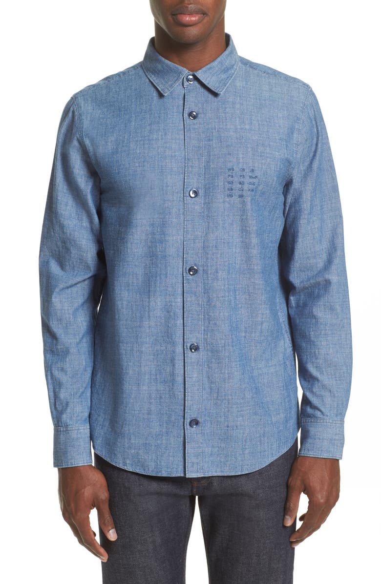 A.P.C. Chambray Chemise Shirt, Main, color, 