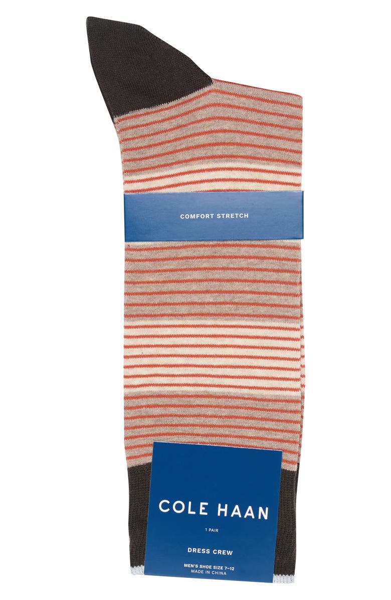 Cole Haan Stripe Dress Socks, Alternate, color, Brown