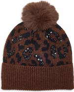 Vince Camuto Leopard Embellished Beanie