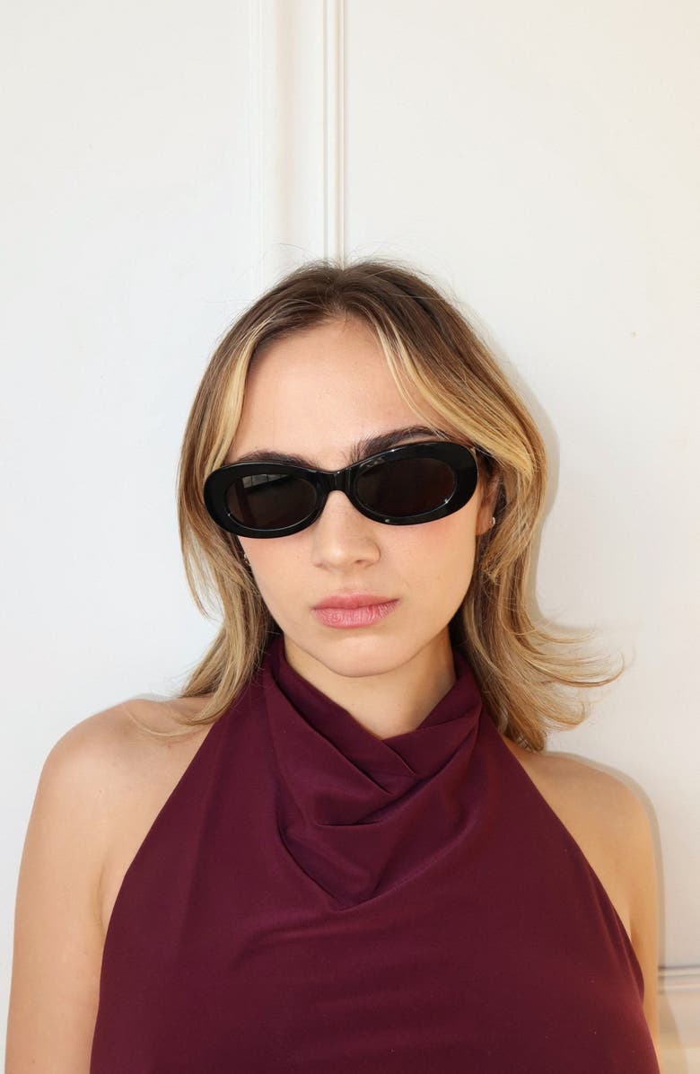 INDY SoHo Oval Polarized Sunglasses, Alternate, color, Black