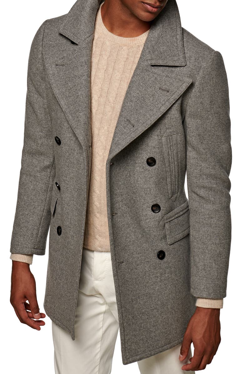 Suitsupply Double Breasted Wool Peacoat, Main, color, 
