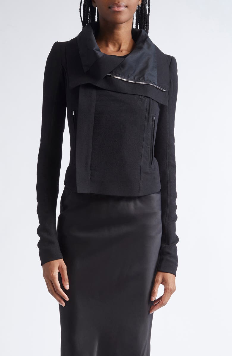 Rick Owens Giacca Virgin Wool Biker Jacket, Main, color, Black