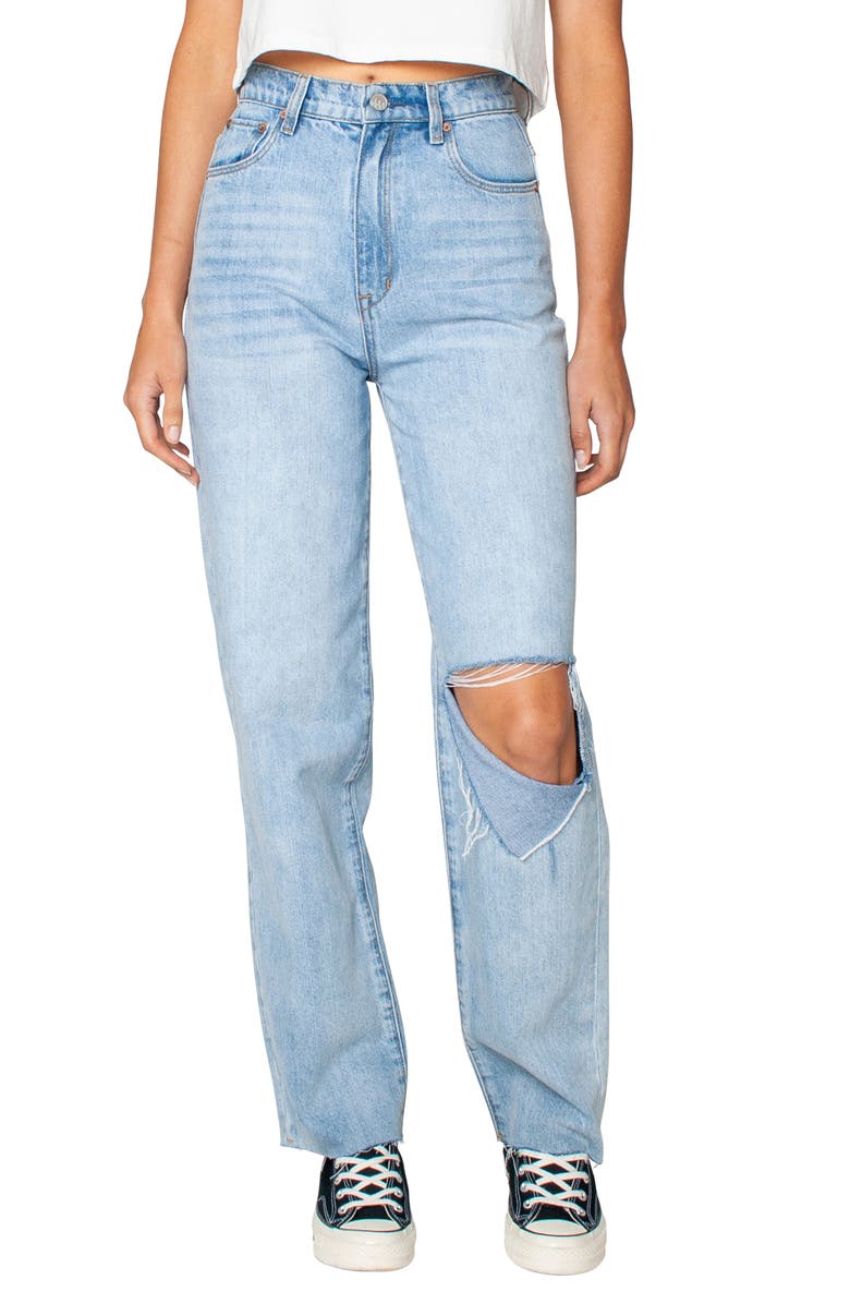 ZGY Denim Hi Dad High Waist Nonstretch Destroyed Jeans, Main, color, 