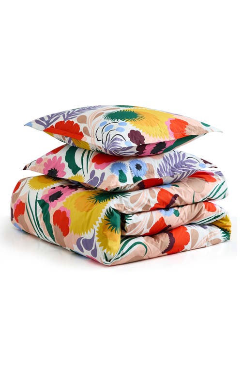 Marimekko Ojakellukka Organic Cotton Percale Comforter & Sham Set In White Multi