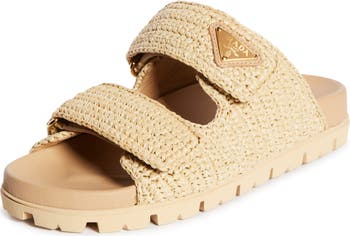 Raffia Double Band Slide Sandal