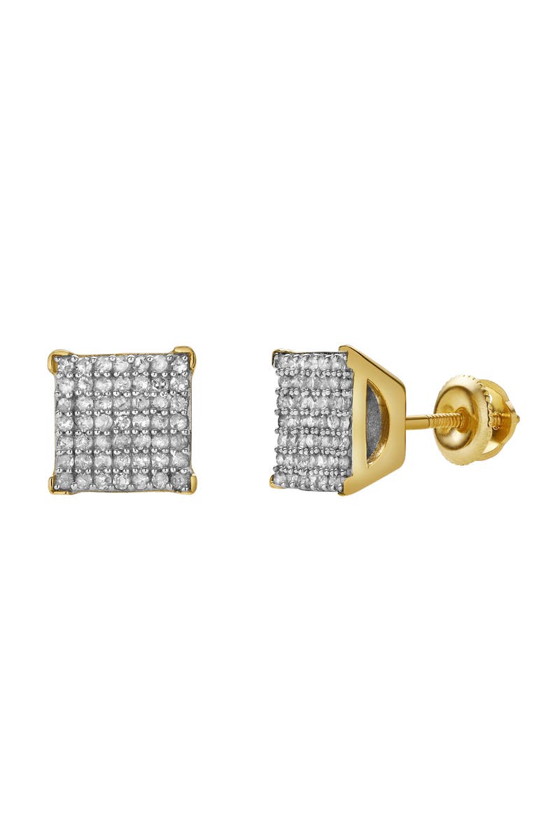 LuvMyJewelry Virelda 10K Yellow Gold Cluster Diamond Unisex Earrings - 0.3 Cts, Main, color, 10K Yellow Gold