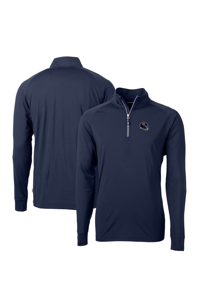 Cutter & Buck Men's Cutter & Buck  Navy Chicago Bears Helmet Adapt Eco Knit Stretch Recycled Quarter-Zip Pullover Top, Main, color, Navy