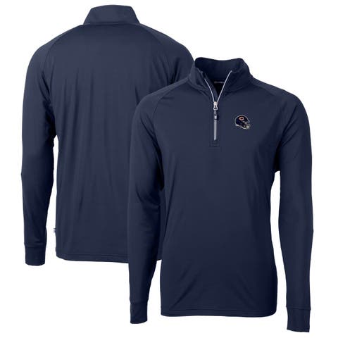 Men's Cutter & Buck  Navy Chicago Bears Helmet Adapt Eco Knit Stretch Recycled Quarter-Zip Pullover Top