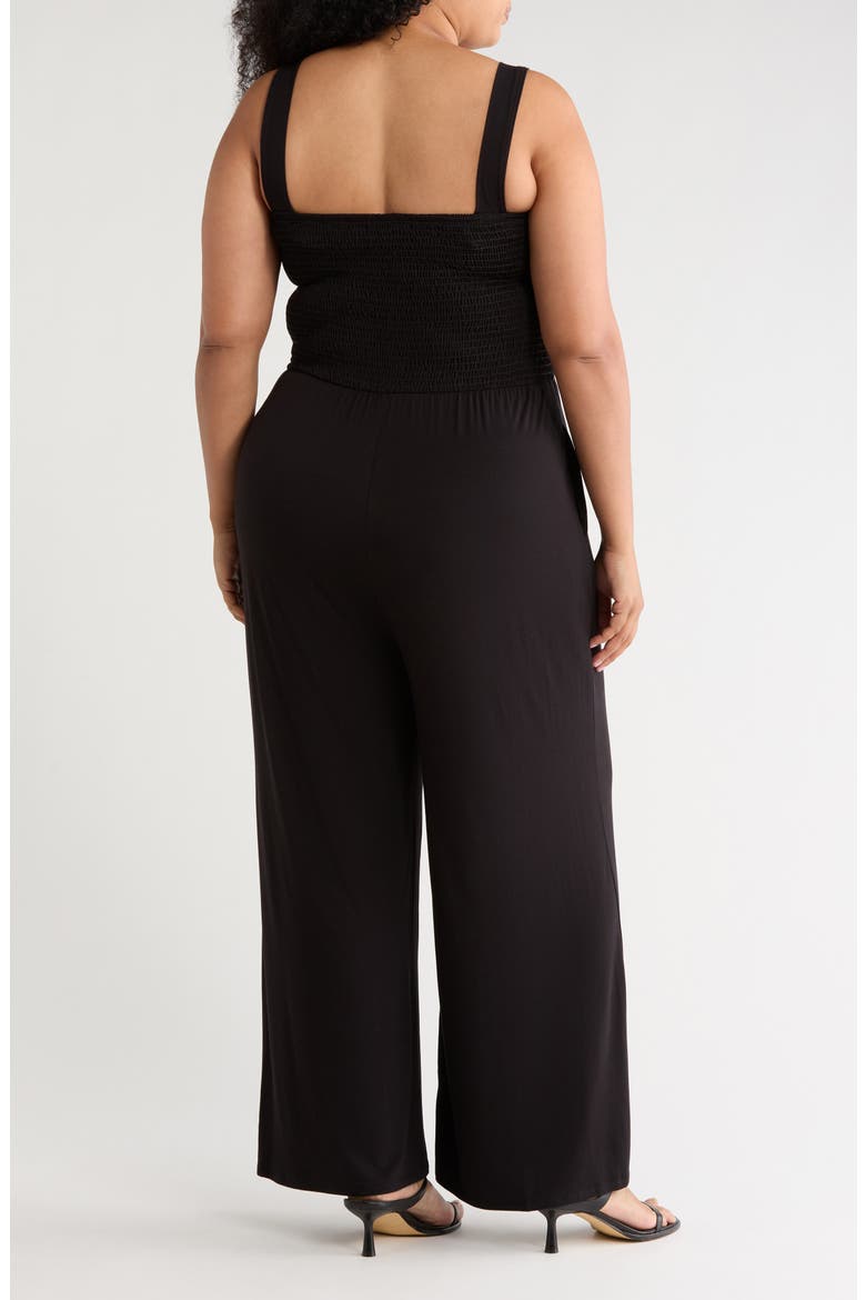 Smocked Wide Leg Jumpsuit, Alternate, color, BLACK