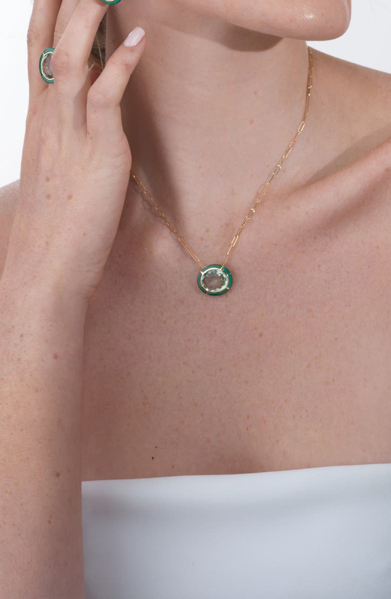 GOSHWARA Melange Blue Topaz Pendant Necklace, Alternate, color, Prasiolite/ Malachite