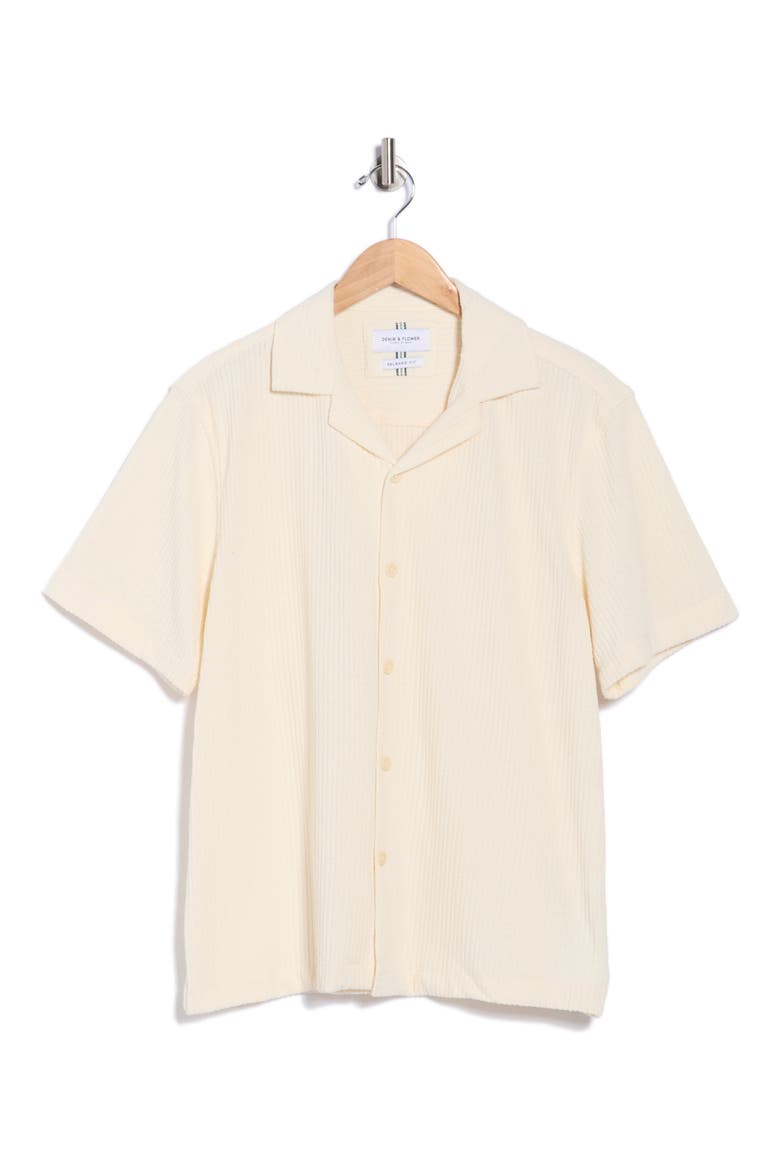 Textured Short Sleeve Button-Up Shirt, Alternate, color, CREAM